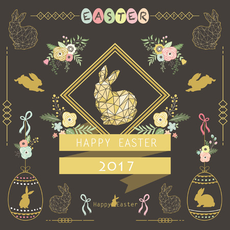 Chalkboard Floral Easterのイラスト素材