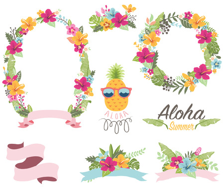 Tropical Floral Wreathのイラスト素材