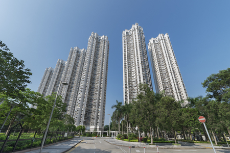 High rise residential building in Hong Kong cityの写真素材