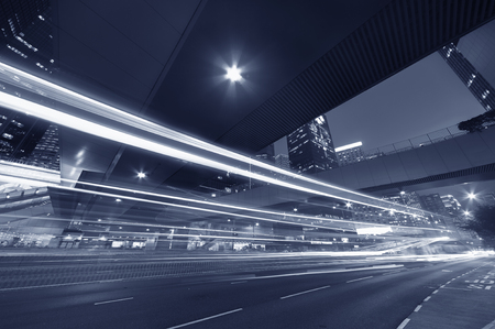 Night traffic in urban cityの写真素材