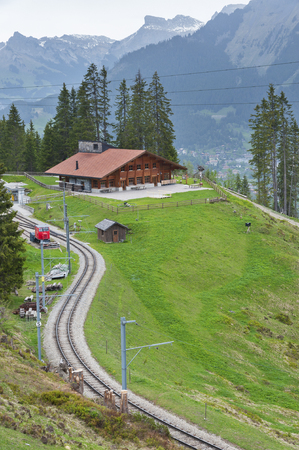 idyllic landscape in Swissの写真素材