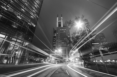 Night traffic in urban cityの写真素材