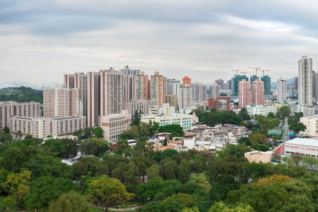 Panorama of Yuen Long District, Hong Kong cityのeditorial素材