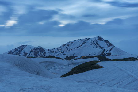 snow mountain view in Tateyama Kurobe Alpine Route in Toyama, Japanの写真素材