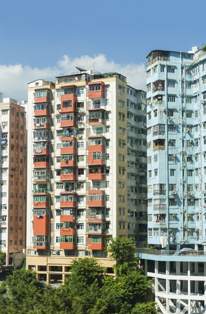 Residential building in Hong Kong cityの写真素材