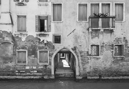 Old residential building in Venice, Italyの写真素材