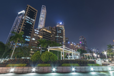 midtown of Hong Kong ciity at nightの写真素材
