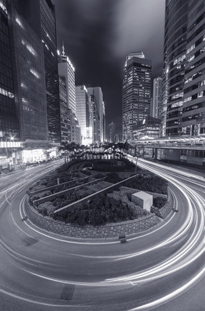 Night Traffic in Hong Kongの写真素材