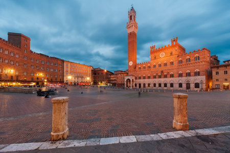 Piazza del Campo in the historic center of Siena, Italyのeditorial素材