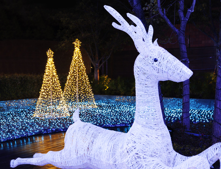 LED Christmas tree and decorationの写真素材