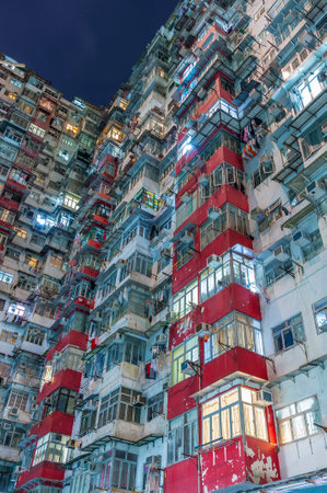 Old apartment building in Hong Kongのeditorial素材