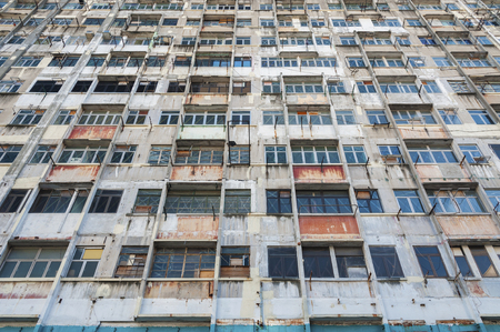 Abandoned residential building in Hong Kong cityの写真素材