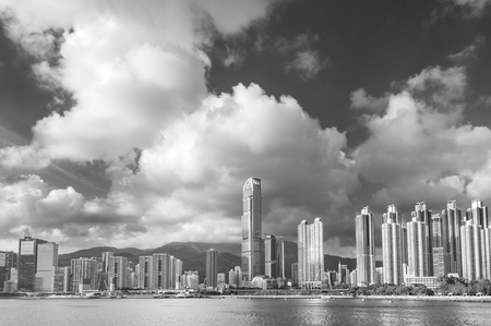 Harbor and modern building in Hong Kong Cityの写真素材