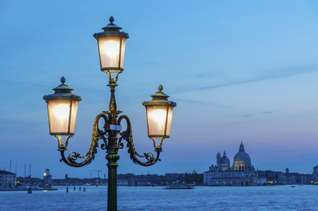 Classical street light in the lagoon of Venice, Italyの写真素材