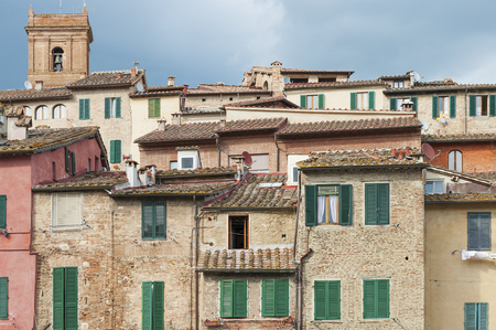 Old residential building in Siena, Tuscany, Italyの写真素材