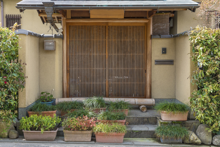 Entrance of traditional Japanese House in Kyoto, Japanの写真素材