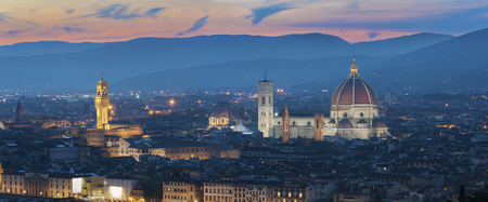 Skyline of Historical city Florence, Tuscany, Italy at duskの写真素材
