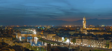 Skyline of Florence city, Tuscnay, Italy at duskの写真素材