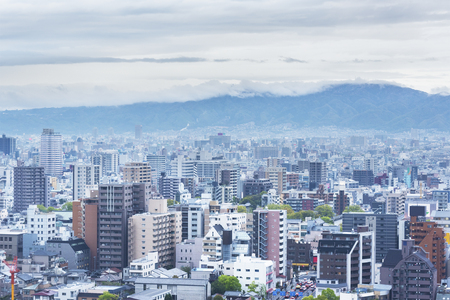 Skyline of Osaka city, Japanの写真素材