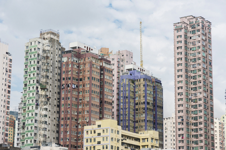 high rise residential building in Hong Kong cityの写真素材