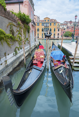 Gondola floating in Venice, Italyの写真素材
