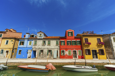 Colorful residential building in Burano island, Venice, Italy.の写真素材