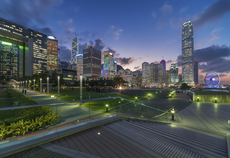 Midtown of Hong Kong city at duskの写真素材