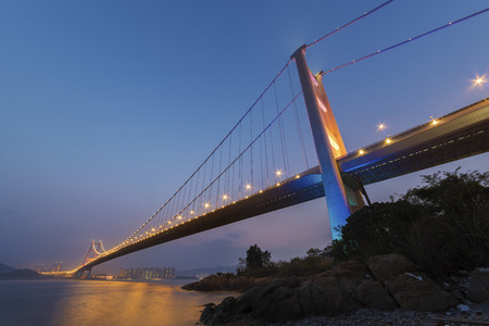 Tsing Ma Bridge in Hong Kongの写真素材