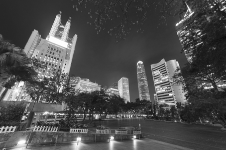 Skyline of midtown of Hong Kong city at nightの写真素材