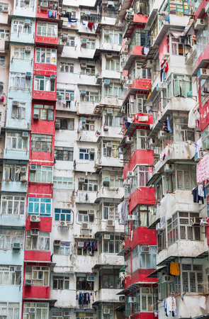 Old residential building in Hong Kong cityのeditorial素材