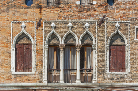 Exterior of historical building in Venice, Italyの写真素材