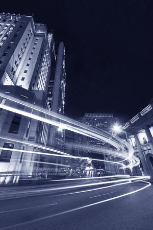 Night Traffic in Hong Kong cityの写真素材
