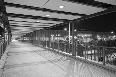 Empty Pedestrian Walkway at nightの写真素材
