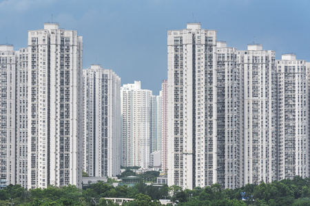 high rise residential building in Hong Kong cityの写真素材