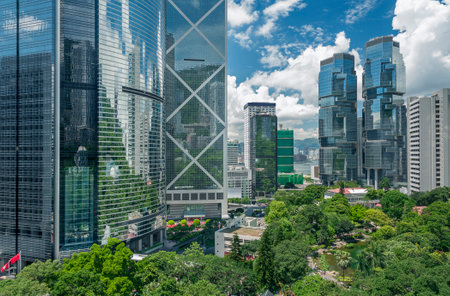High rise office building in Hong Kong cityのeditorial素材