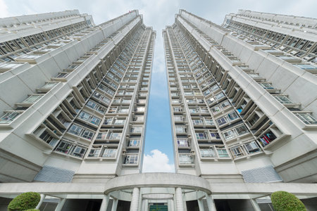 High rise residential building in Hong Kong cityのeditorial素材