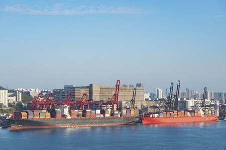 Cargo Port in Hong Kong cityの写真素材