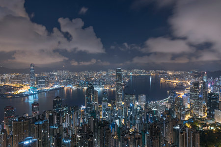 Victoria harbor of Hong Kong cityのeditorial素材