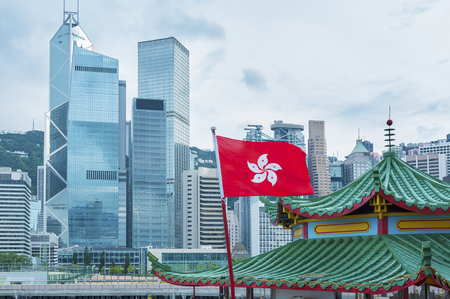 Skyline of Central district of Hong Kong cityの写真素材