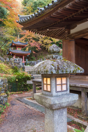 Lantern and Pavilion in Temple in Arasashiyama, kyoto, Japanのeditorial素材