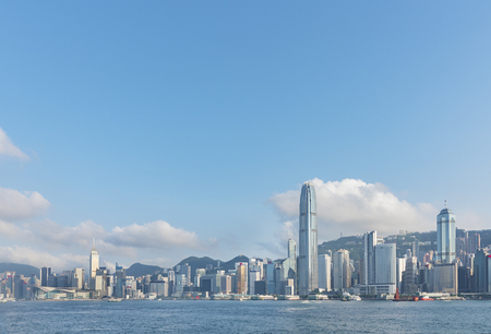 Panorama of Victoria Harbor of Hong Kong cityの写真素材
