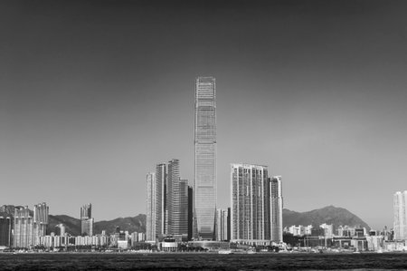 Skyline and harbor of Hong Kong cityのeditorial素材