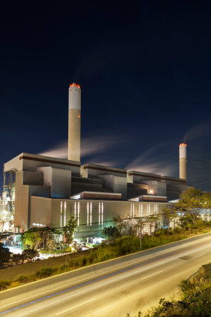 Power plant in Hong Kong at nightのeditorial素材