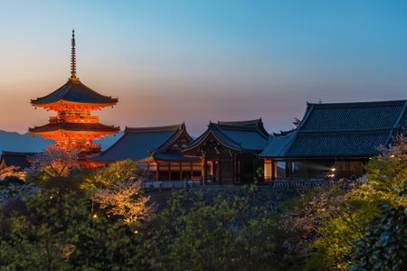 Idyllic landscape of historical city Kyoto of Japanのeditorial素材