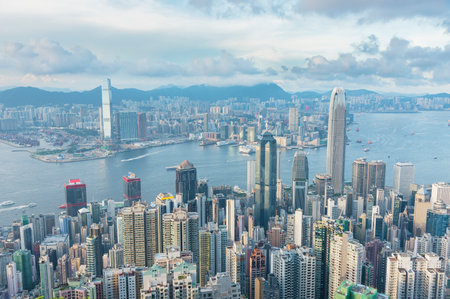 Victoria harbor of Hong Kong Cityのeditorial素材