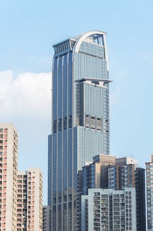 High rise office building and residential building in Hong Kong cityの写真素材