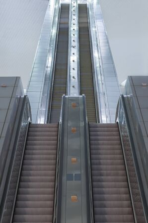 Interior view of escalator stairway in contemporary building
