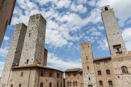 historical building in medieval town San Gimignano, Tuscany, Italyの写真素材