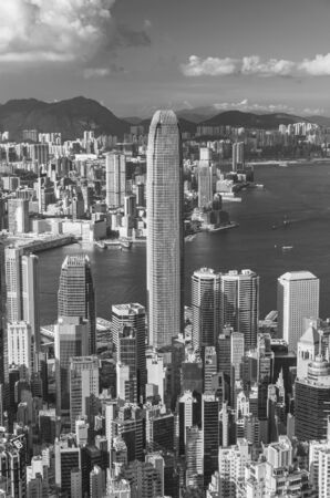 Victoria Harbor of Hong Kong city, viewed from the peakの写真素材