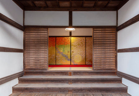 Entrance of traditional Japanese house in Kyoto, Japanのeditorial素材